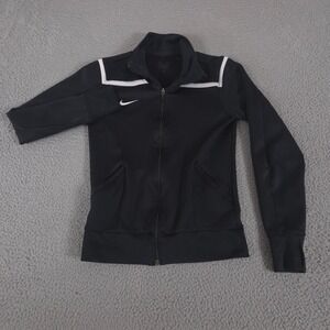 Nike Jacket Womens XS Black Dri-FIT Full Zip Thumbholes Track Activewear Piping